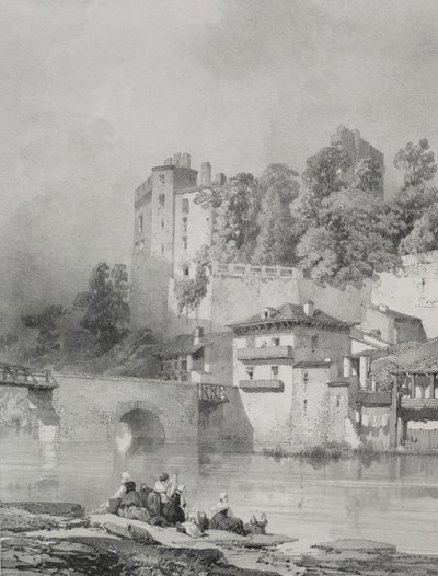 Kuvankauniita ja romanttisia matkoja muinaisessa Ranskassa. Bretagne: Chateau de Clisson. tekijältä Eugene Ciceri