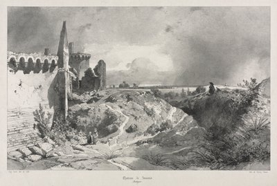 Kuvankauniita ja romanttisia matkoja muinaisessa Ranskassa. Bretagne: Chateau de Susiinio. tekijältä Eugene Ciceri