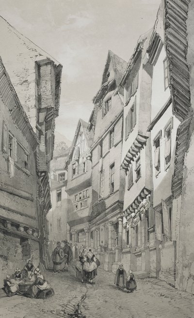 Kuvankauniita ja romanttisia matkoja muinaisessa Ranskassa. Brittany: Morlaix. tekijältä Eugene Ciceri