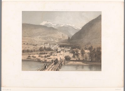 Näkymä Rhônen sillalle kirje Nähtävyydet Sveitsissä, Savoyssa ja Tirolissa La Suisse, la Savoie ja le Tyrol tekijältä Eugene Ciceri