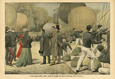 Kuva Eugene Damblansista (1865-1945) Le Pelerinissä, 29.10.05 - Kuningatar Ranavalo osallistuu Tuileries Gardenissa Aero-Club-juhliin - Balloons airships zeppelins -lentoasema, Pariisi, Madagaskar, Public Garden, Foreign Sovereigners, Tuileries - Ranava tekijältä Eugene Damblans