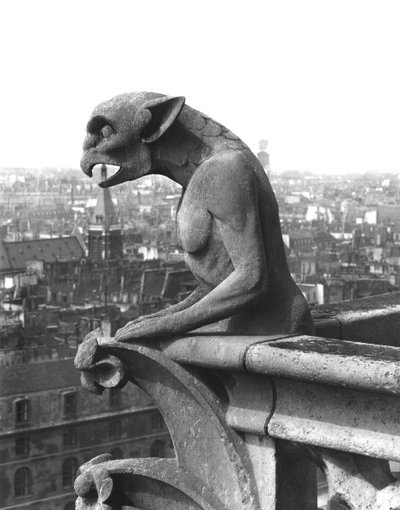 Gargoyle Grande Galerien länsijulkisivun kaiteet, kopio 1100-luvun alkuperäisestä (kivi) (m/v kuva) tekijältä Eugene Emmanuel Viollet le Duc