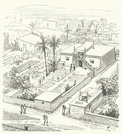 Maaseututalo muinaisessa Egyptissä tekijältä Eugene Emmanuel after Viollet le Duc