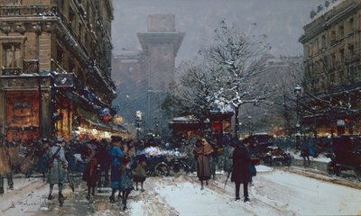 Porte St. Denis, Pariisi (musta liitu ja vartaloväri) tekijältä Eugene Galien Laloue