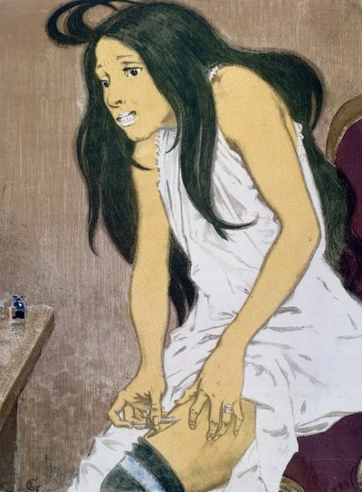 Itseään ruiskuttava huumeriippuvainen, 1900-luvun alku tekijältä Eugene Grasset