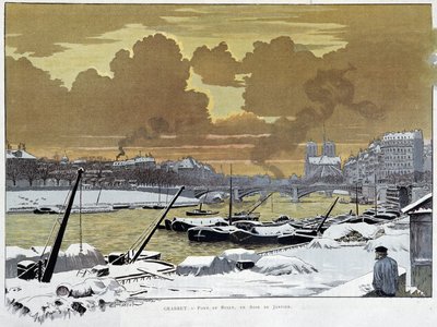 Le pont de Sully, Pariisin lumen peitossa, eräänä tammikuun iltana 1886 - Grasset tekijältä Eugene Grasset