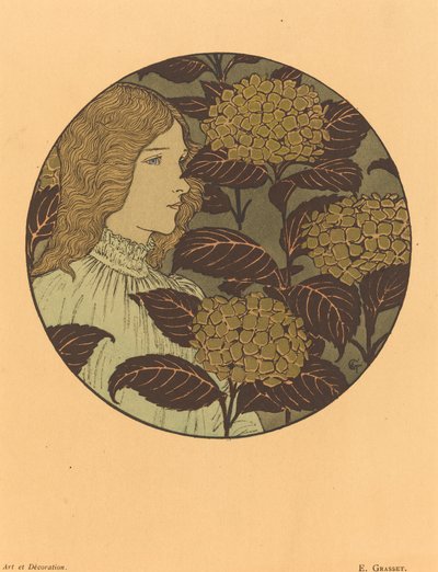 Pyöreä tytön muotokuva tekijältä Eugene Grasset