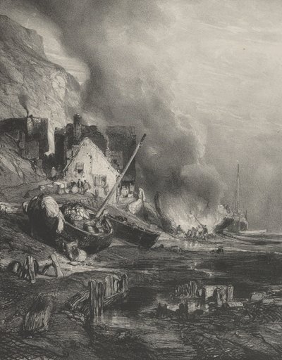 Laivan uudelleenasennus laskuveden aikaan, 1833. tekijältä Eugene Isabey