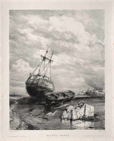 Kuusi merijalkaväkeä: Laskuvesi, 1833. tekijältä Eugene Isabey