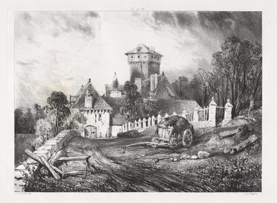Kuvankauniita ja romanttisia matkoja muinaisessa Ranskassa, Auvergne: Château de Pesteil Polminhacissa tekijältä Eugene Isabey