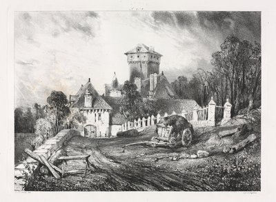 Kuvankauniita ja romanttisia matkoja muinaisessa Ranskassa, Auvergne: Château de Pesteil Polminhacissa tekijältä Eugene Isabey