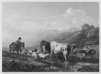 Passing the Brook (kaiverrus) tekijältä Eugene Joseph Verboeckhoven