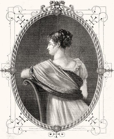 Antoine Auguste Ernest Hebertin (1817-1908) kaivertama Madame Recamierin (1777-1849) muotokuva tekijältä Eugene Joseph Viollat