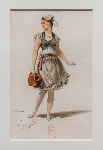 Korrigane. Charles-Marie Widorin baletti, pukumalli. 1880, kynä, akvarelli ja guassi paperille. tekijältä Eugene Lacoste