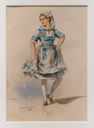 Korrigane. Charles-Marie Widorin baletti, pukumalli. 1880, kynä, akvarelli ja guassi paperille. tekijältä Eugene Lacoste
