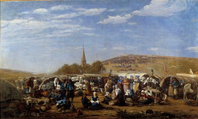 Anteeksianto Saint Anne la Paludille vuonna 1858 Bretagnen uskonnollinen juhla. Eugene Louis Boudinin (1824-1898) maalaus 1858 Le Havre, Musee des Beaux Arts. tekijältä Eugene Louis Boudin