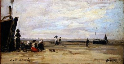 Rantanäkymä (öljyä aluksella) tekijältä Eugene Louis Boudin
