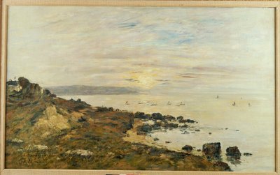 Cliffs at Benerville, Sunset, 1897 tekijältä Eugene Louis Boudin
