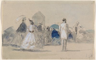 Crinolines on the Beach, n. 1865. tekijältä Eugene Louis Boudin