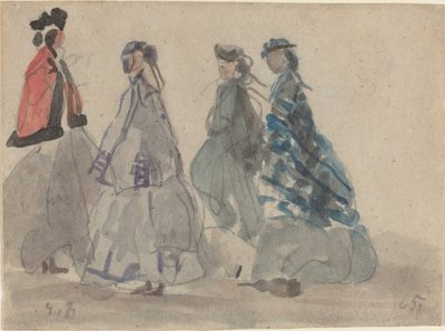 Neljä naista Trouvillessa, 1865. tekijältä Eugene Louis Boudin