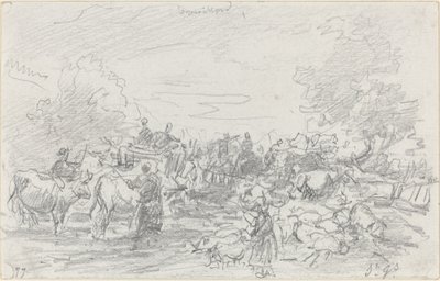 Laujat ylittävät puron, 1877. tekijältä Eugene Louis Boudin