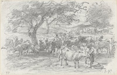 Paimenet ja karja, 1877. tekijältä Eugene Louis Boudin