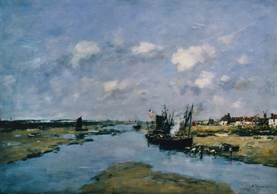 La Canche at Low Tide, Etaples (öljy kankaalle) tekijältä Eugene Louis Boudin