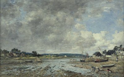 Maisema pesurien kanssa, 1873 tekijältä Eugene Louis Boudin