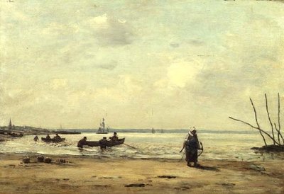 Laskuvesi lähellä Honfleuria, n. 1864-66 (öljy paneelissa) tekijältä Eugene Louis Boudin
