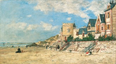Malakoff Tower and the Shore Trouvillessa; Malakoff-torni ja ranta Trouvillessa, 1877 tekijältä Eugene Louis Boudin