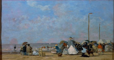 Trouville Beachillä, Eugene Boudin, maalaus tekijältä Eugene Louis Boudin