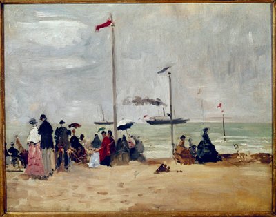 Trouvillen rannalla Normandiassa (öljy kankaalle tekijältä Eugene Louis Boudin