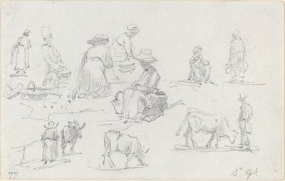 Talonpojat ja lehmät [recto], 1877. tekijältä Eugene Louis Boudin