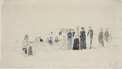 Alushameet rannalla (recto); Breton Women on the Beach (käänteinen) tekijältä Eugene Louis Boudin