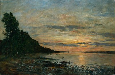 Plougastel, Auringonlasku suiston yli, n. 1870-73 tekijältä Eugene Louis Boudin