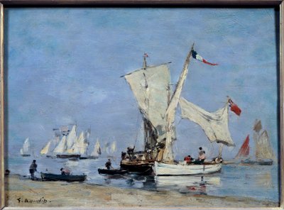 Eugene Louis Boudinin (1824-1898) purjeveneiden maalaus 1869 su. 0,24x0,33 m Pariisi, musee d