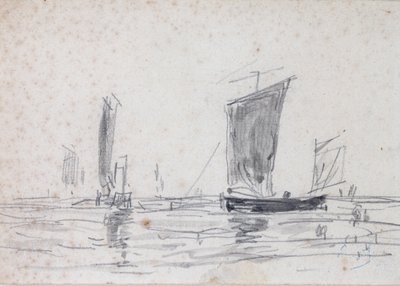 Purjeveneet merellä (pesu ja grafiitti paperille) tekijältä Eugene Louis Boudin