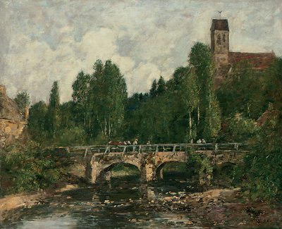 Saint-Cenery, kirkko ja silta, 1892 tekijältä Eugene Louis Boudin