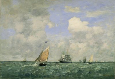 Laivat ja purjeveneet lähtevät Le Havresta, 1887. tekijältä Eugene Louis Boudin