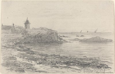 Concarneaun rannikko, 1800-luvun puoliväli. tekijältä Eugene Louis Boudin