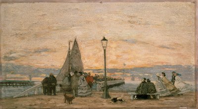 Trouvillen laituri: Auringonlasku, 1862 tekijältä Eugene Louis Boudin