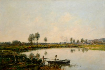 Water Meadows Deauvillessa, Ranskassa (öljy kankaalle) tekijältä Eugene Louis Boudin