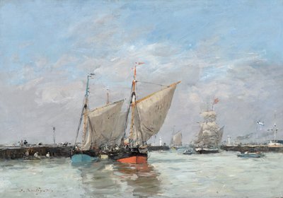 Trouville, The Jtties, High Tide, 1876 tekijältä Eugene Louis Boudin