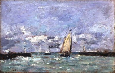 Trouville, n. 1885-90 (öljy paneelissa) tekijältä Eugene Louis Boudin