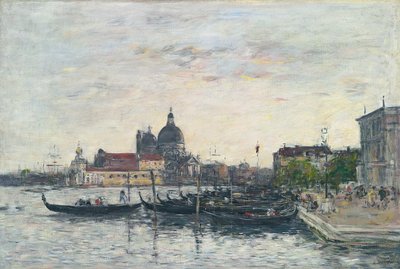 Venetsia, myyrä Grand Canalin sisäänkäynnissä ja tervehdys, ilta, 1895 tekijältä Eugene Louis Boudin