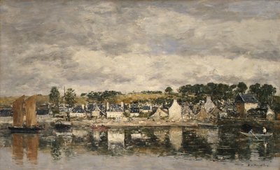 Kylä joen rannalla, luultavasti 1867. tekijältä Eugene Louis Boudin
