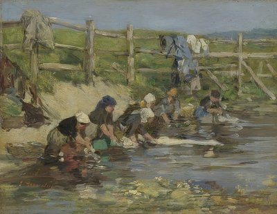 Pesijanaiset joen rannalla. Noin 1885-90 tekijältä Eugene Louis Boudin