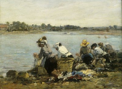 Washerwomen at Torque; La Touquen pesurit, tekijältä Eugene Louis Boudin
