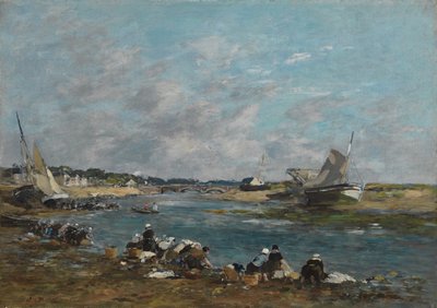 Pesijanaiset Touques-joen rannoilla; Pesijanaiset yhdessä La Touquesin käsivarresta, 1866 tekijältä Eugene Louis Boudin