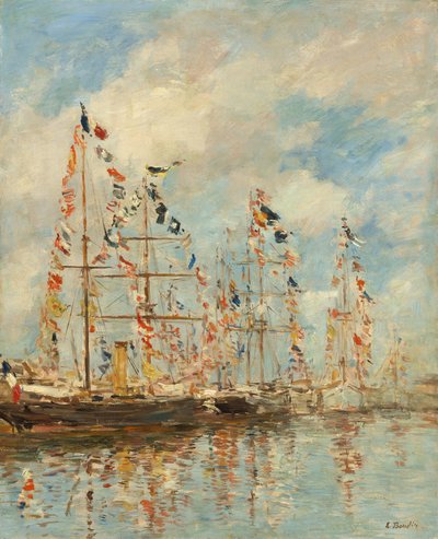 Yacht Basin Trouville-Deauvillessä, luultavasti 18951896. tekijältä Eugene Louis Boudin